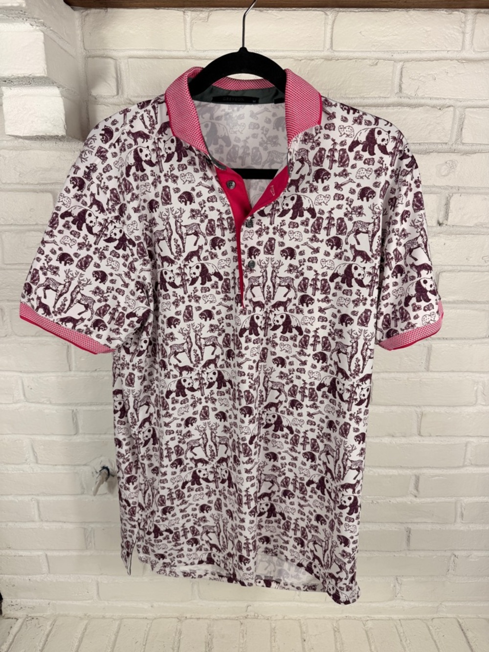 Greyson Polo Shirt Medium Animal Print Stretch Performance Golf Shirt